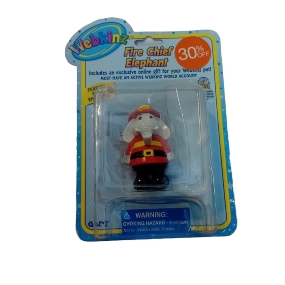 Y2K BNIB‎ Ganz Webkinz Figure Series 1 Fire Chief Elephant W/ Feature Code - Picture 1 of 6